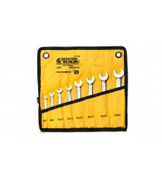 Ключі ріжкові MASTERTOOL COLD FORGED набір 8 шт (6–20/22 мм) 31CrV3 DIN 3110 у чохлі 70-1108