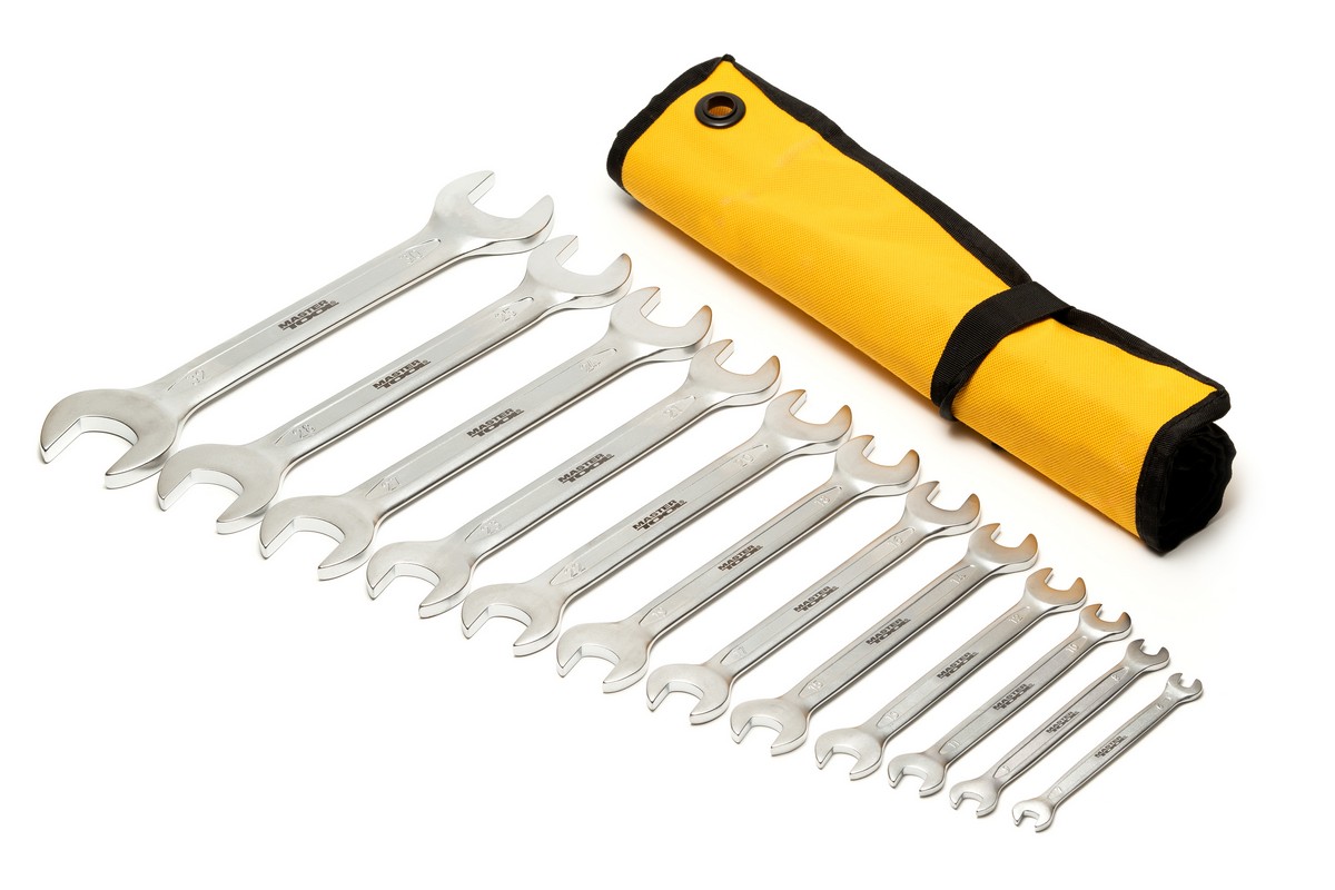 Ключі ріжкові MASTERTOOL набір 12 шт (6-25, 27, 28, 30, 32 мм) 31CrV3 COLD FORGED DIN3110 у чохлі 70-1112 view 2
