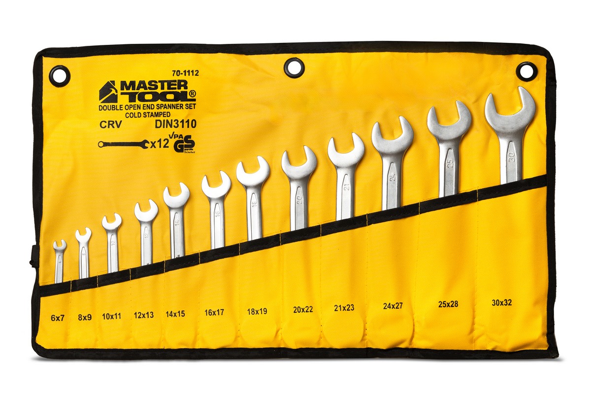 Ключі ріжкові MASTERTOOL набір 12 шт (6-25, 27, 28, 30, 32 мм) 31CrV3 COLD FORGED DIN3110 у чохлі 70-1112 view 1