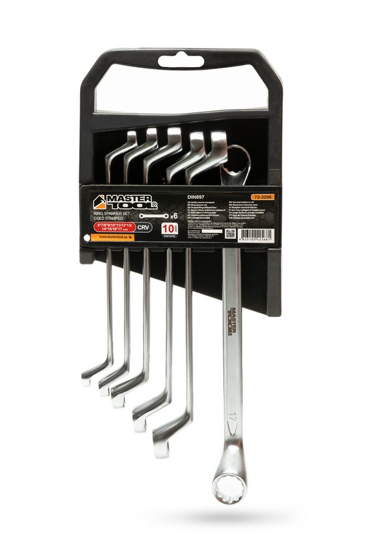 Ключі накидні MASTERTOOL набір 6 шт (6-17 мм) 31CrV3 COLD FORGED DIN897 72-3206 view 1