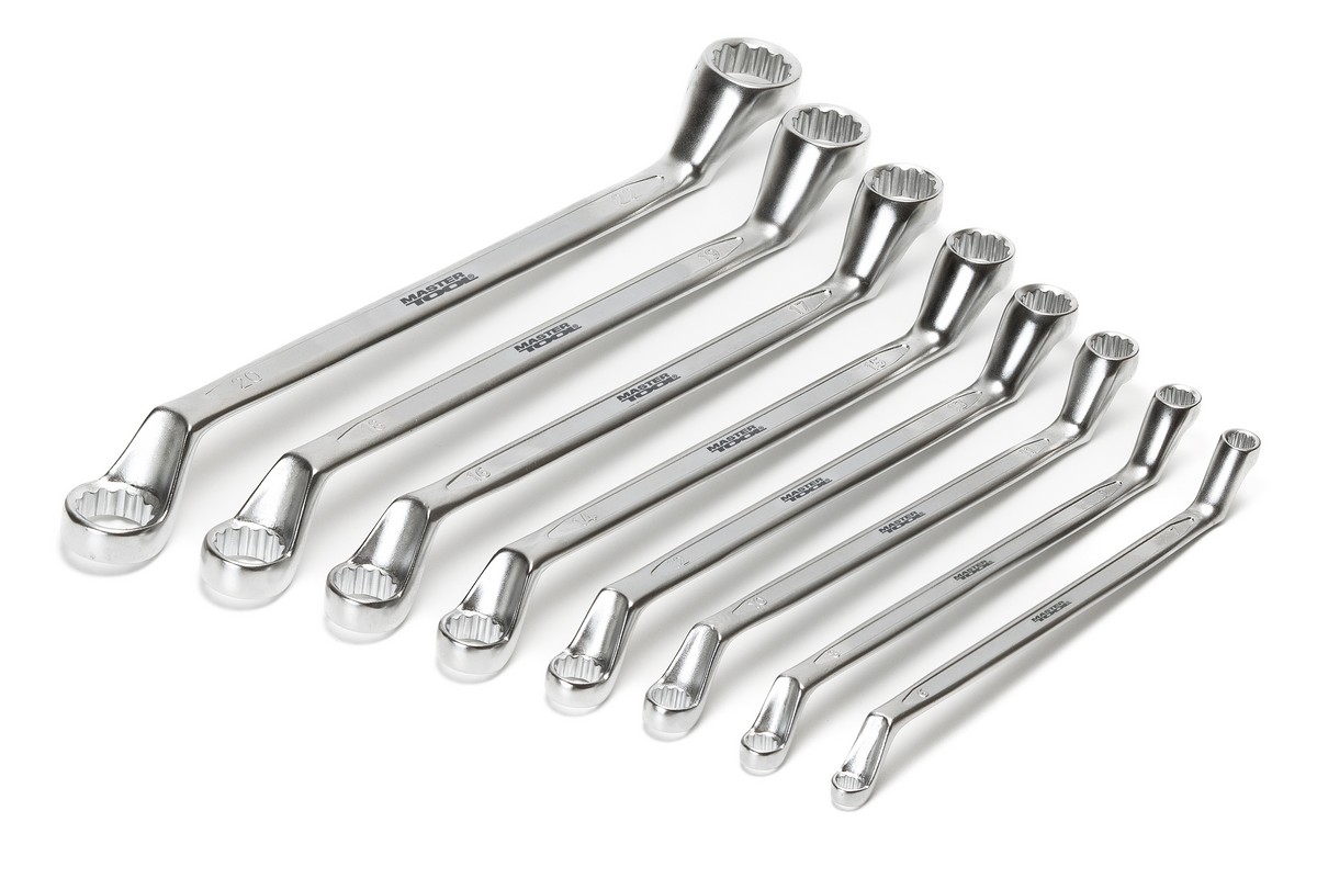 Ключі накидні MASTERTOOL набір 8 шт (6-20, 22 мм) 31CrV3 COLD FORGED DIN897 72-3208 view 2