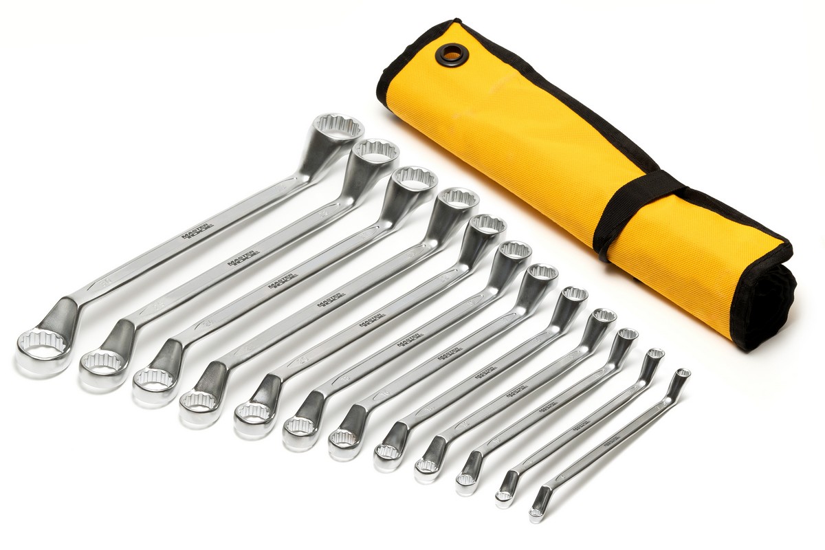 Ключі накидні MASTERTOOL набір 12 шт (6-25, 27, 28, 30, 32 мм) 31CrV3 COLD FORGED DIN897 у чохлі 72-3212 view 2