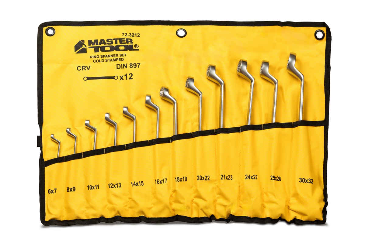 Ключі накидні MASTERTOOL набір 12 шт (6-25, 27, 28, 30, 32 мм) 31CrV3 COLD FORGED DIN897 у чохлі 72-3212 view 1