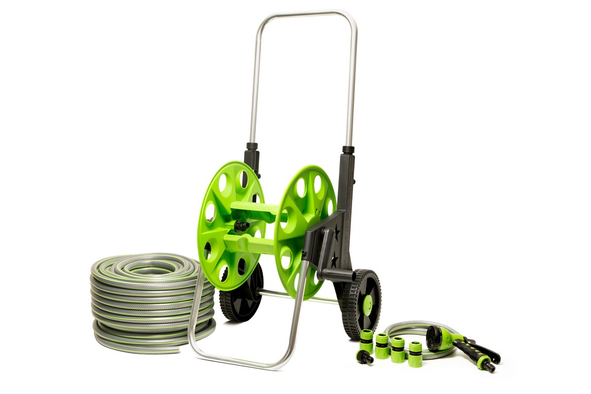 Котушка зі шлангом MASTERTOOL ½" 50 м з телескопічною ручкою на колесах 92-8800 view 1