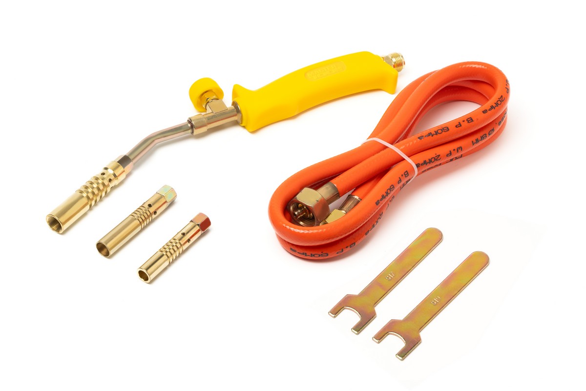 Пальник ручний газоповітряний MASTERTOOL з насадками Ø 13/14/17 мм 370 мм 157 г/год 2200 Вт 1300°C 44-5056 view 1