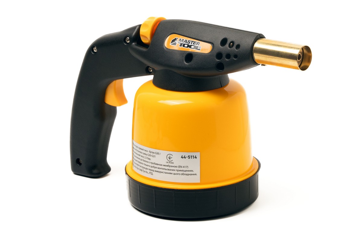 Лампа газова паяльна MASTERTOOL п'єзопідпал Ø 20 мм/1300°С 1.3 кВт 94.6 г/год 44-5114 view 2