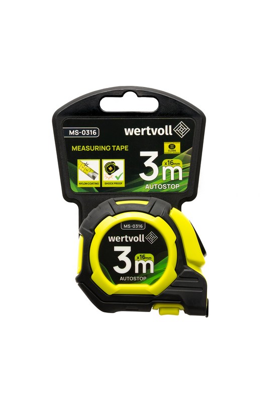 Рулетка WERTVOLL 3 м×16 мм дві кнопки AUTOSTOP покриття TPR нейлонове покриття протиковзний гачок MS-0316 view 7
