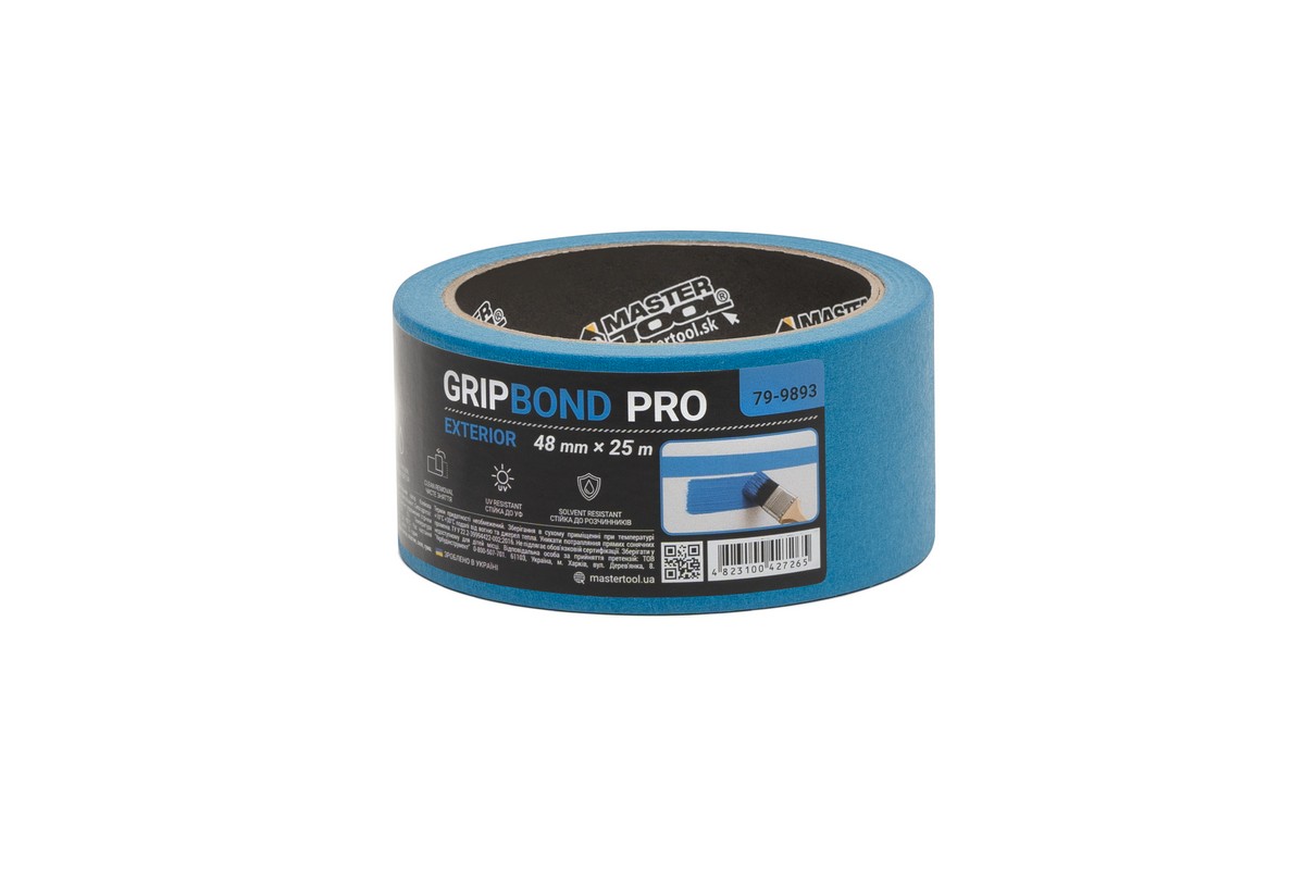Стрічка малярна для фасадних робіт MASTERTOOL GripBond Pro Exterior 48 мм×25 м синя 79-9893 view 1