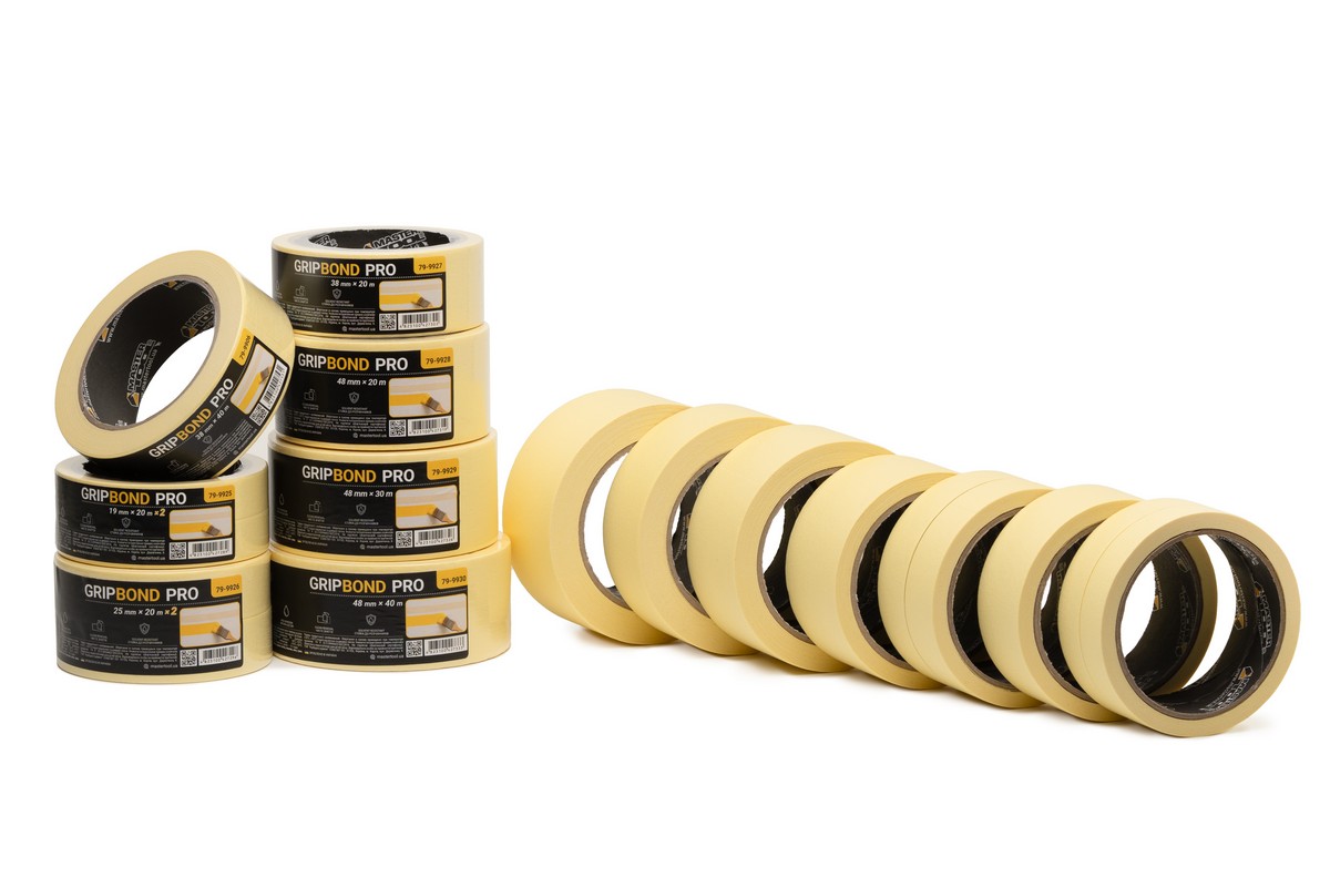 Стрічка малярна універсальна MASTERTOOL GripBond Pro 19 мм×20 м 2 шт жовта 79-9925 view 4