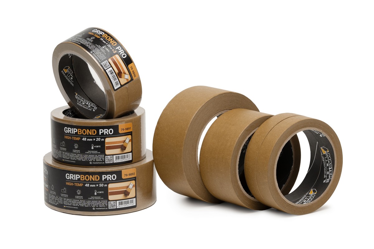 Стрічка малярна високотемпературна MASTERTOOL GripBond Pro High-Temp 48 мм×50 м коричнева 79-9892 view 3
