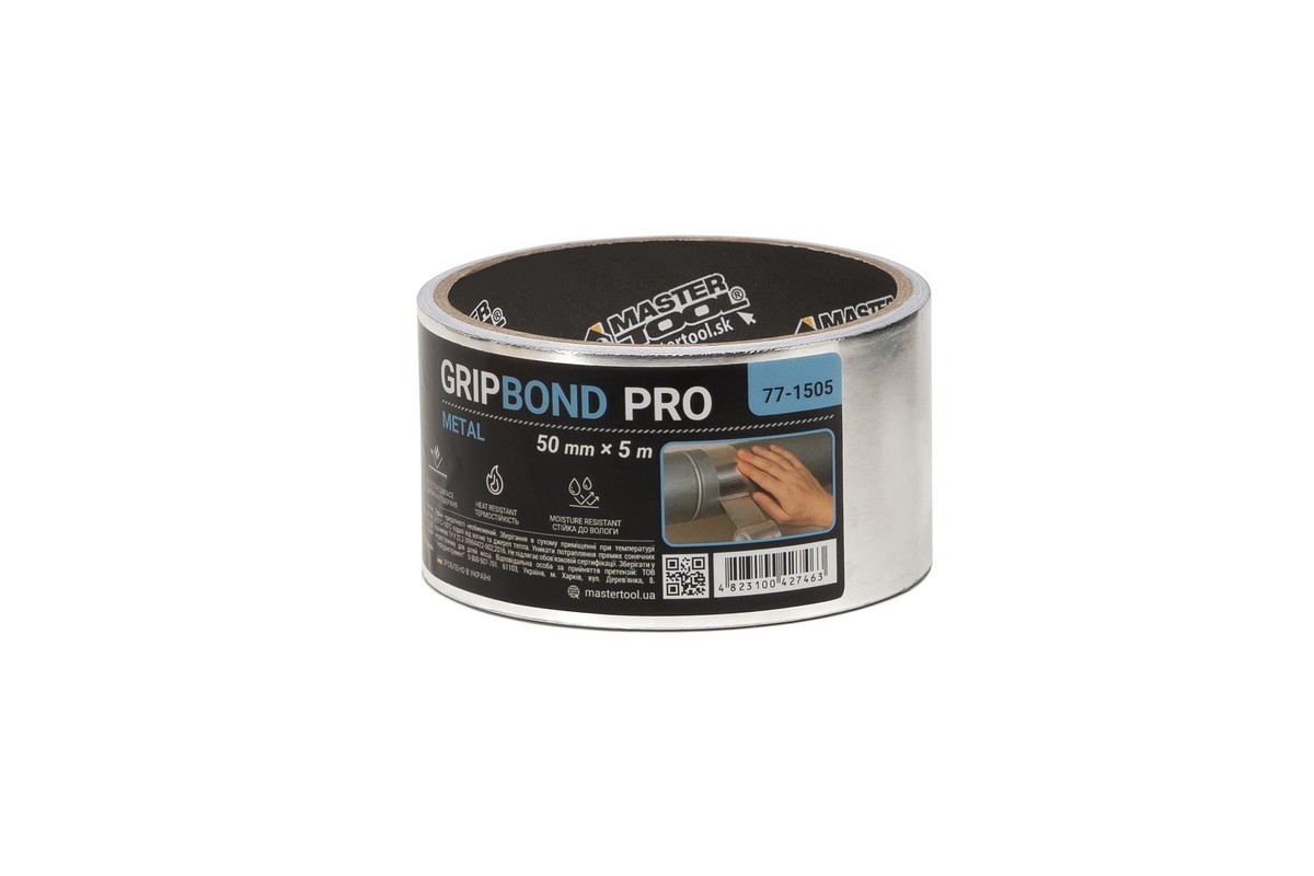 Стрічка алюмінієва MASTERTOOL GripBond Pro Metal t 150°C 50 мм×5 м 77-1505 view 1