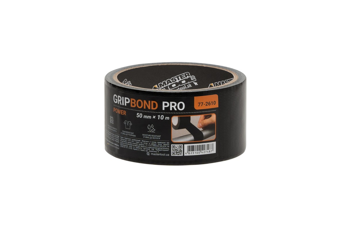 Стрічка армована MASTERTOOL GripBond Pro Power t 80°C 50 мм×10 м чорна 77-2610 view 1
