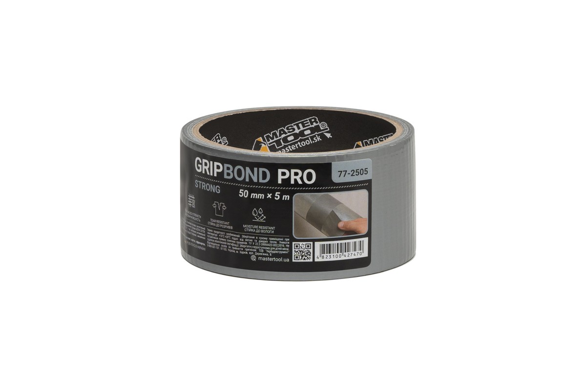 Стрічка армована MASTERTOOL GripBond Pro Strong t 70°C 50 мм×5 м сіра 77-2505 view 1