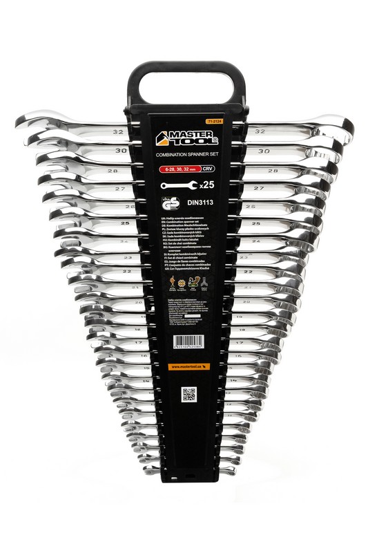 Ключі комбіновані MASTERTOOL SATIN FINISH набір 25 шт (6-28/30/32 мм) CrV DIN 3113 71-2124 view 1