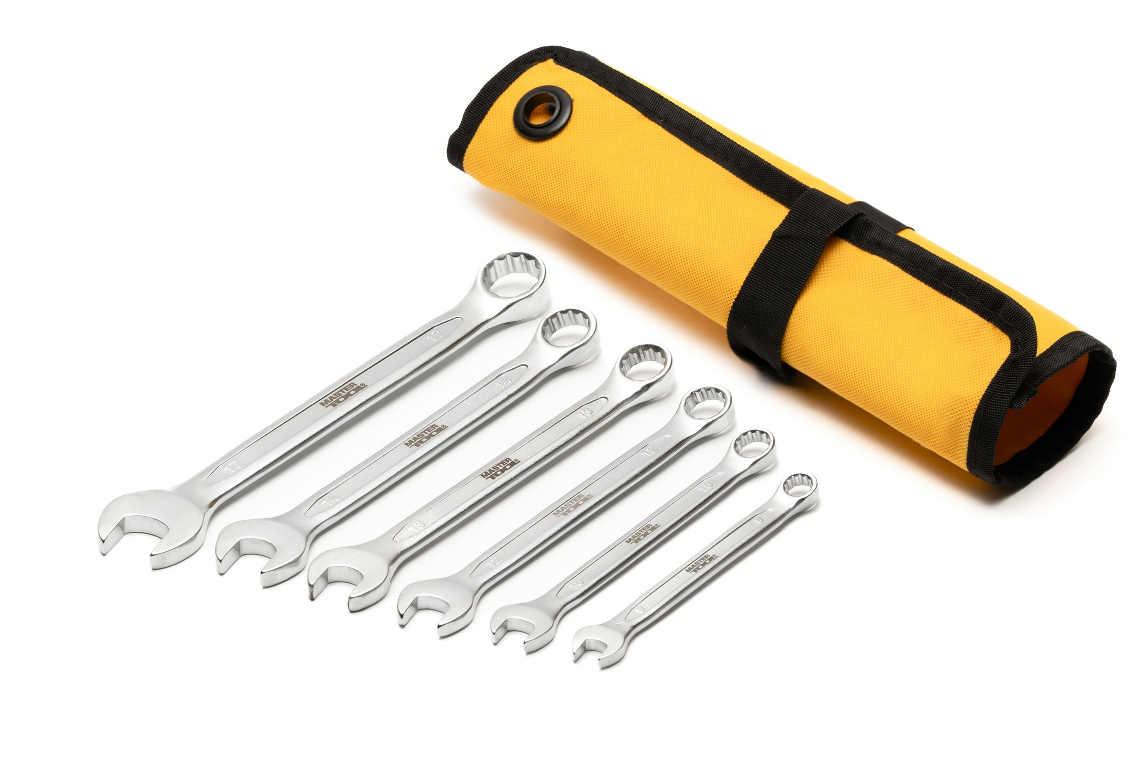 Ключі комбіновані MASTERTOOL COLD FORGED набір 6 шт (8/10/12/13/14/17 мм) 31CrV3 DIN 3113 у чохлі 72-1106 view 2