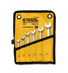 Ключи комбинированные MASTERTOOL COLD FORGED набор 6 шт (8/10/12/13/14/17 мм) 31CrV3 DIN 3113 в чехле 72-1106
