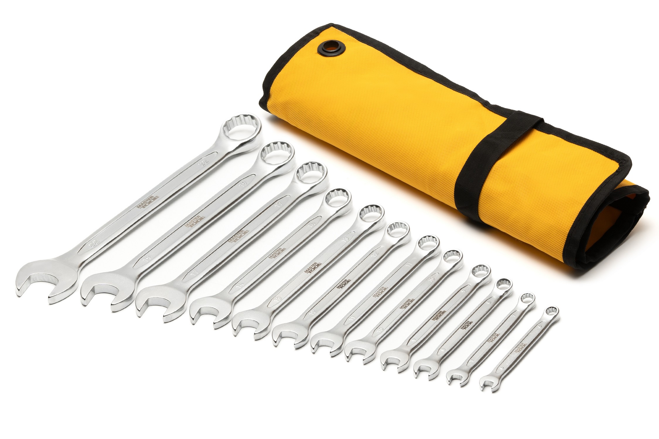 Ключі комбіновані MASTERTOOL COLD FORGED набір 12 шт (6–14/17/19/22 мм) 31CrV3 DIN 3113 у чохлі 72-1112 view 2