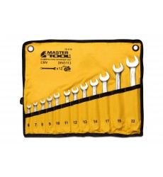 Ключі комбіновані MASTERTOOL COLD FORGED набір 12 шт (6–14/17/19/22 мм) 31CrV3 DIN 3113 у чохлі 72-1112