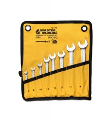 Ключі комбіновані MASTERTOOL COLD FORGED набір 8 шт (6/8/10/12/13/14/17/19 мм) 31CrV3 DIN 3113 у чохлі 72-1108