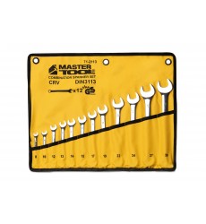 Ключі комбіновані MASTERTOOL SATIN FINISH набір 12 шт (8/10/12/13/14/15/17/19/22/24/27/30 мм) CrV DIN 3113 у чохлі 71-2113
