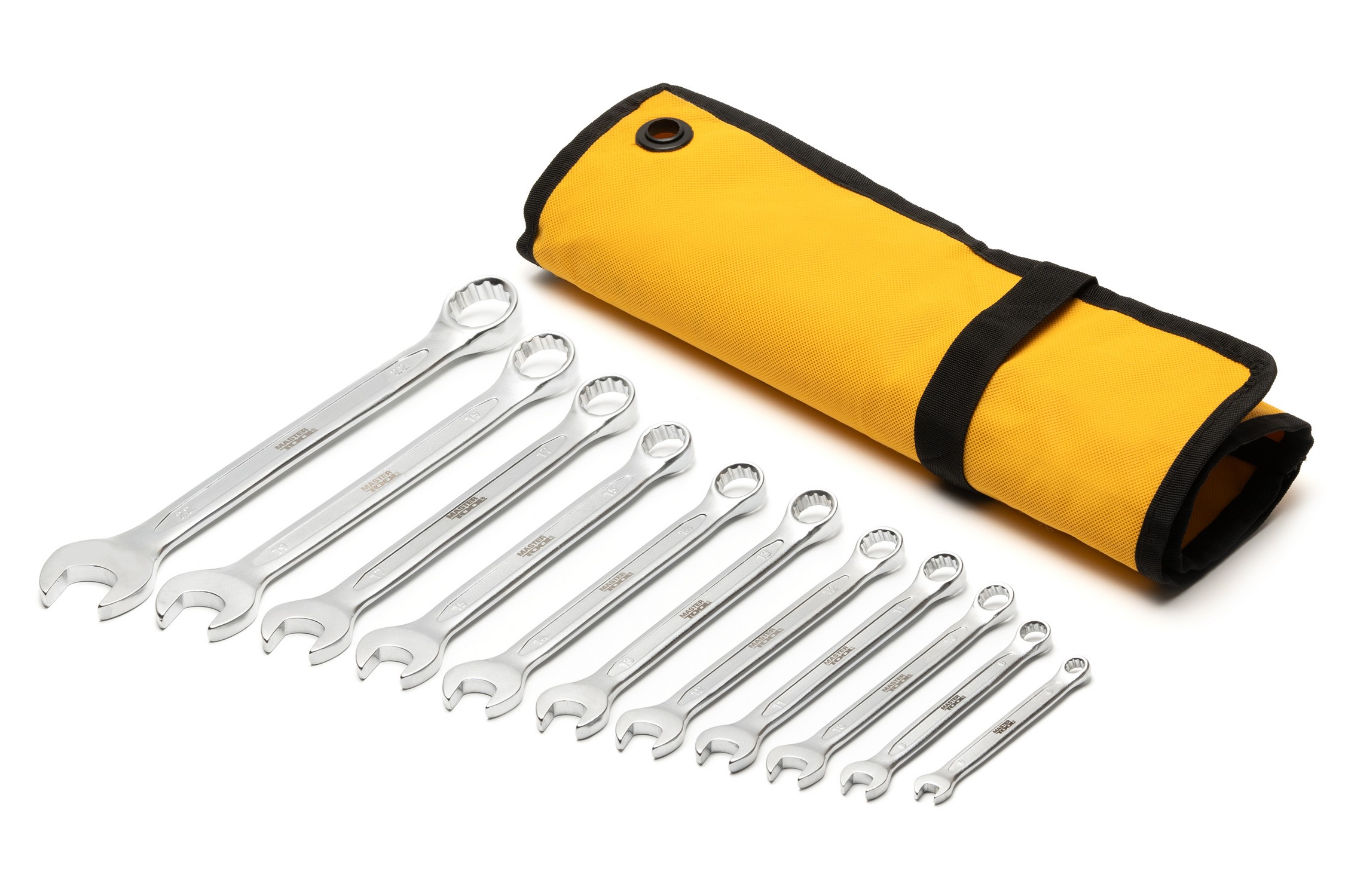 Ключі комбіновані MASTERTOOL COLD FORGED набір 11 шт (6/8/10/11/12/13/14/15/17/19/22 мм) 31CrV3 DIN 3113 у чохлі 72-1111 view 2