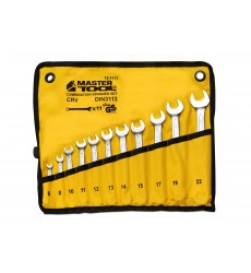 Ключі комбіновані MASTERTOOL COLD FORGED набір 11 шт (6/8/10/11/12/13/14/15/17/19/22 мм) 31CrV3 DIN 3113 у чохлі 72-1111