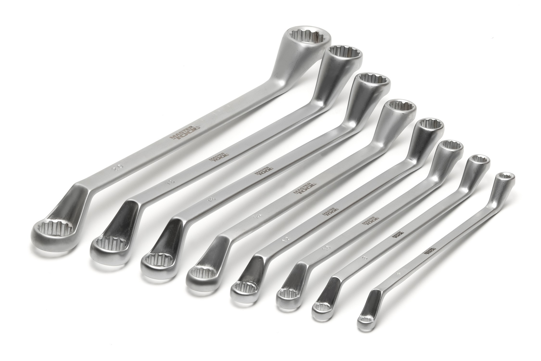 Ключі накидні MASTERTOOL SATIN FINISH набір 8 шт (6–20/22 мм) CrV DIN 838 72-3108 view 2