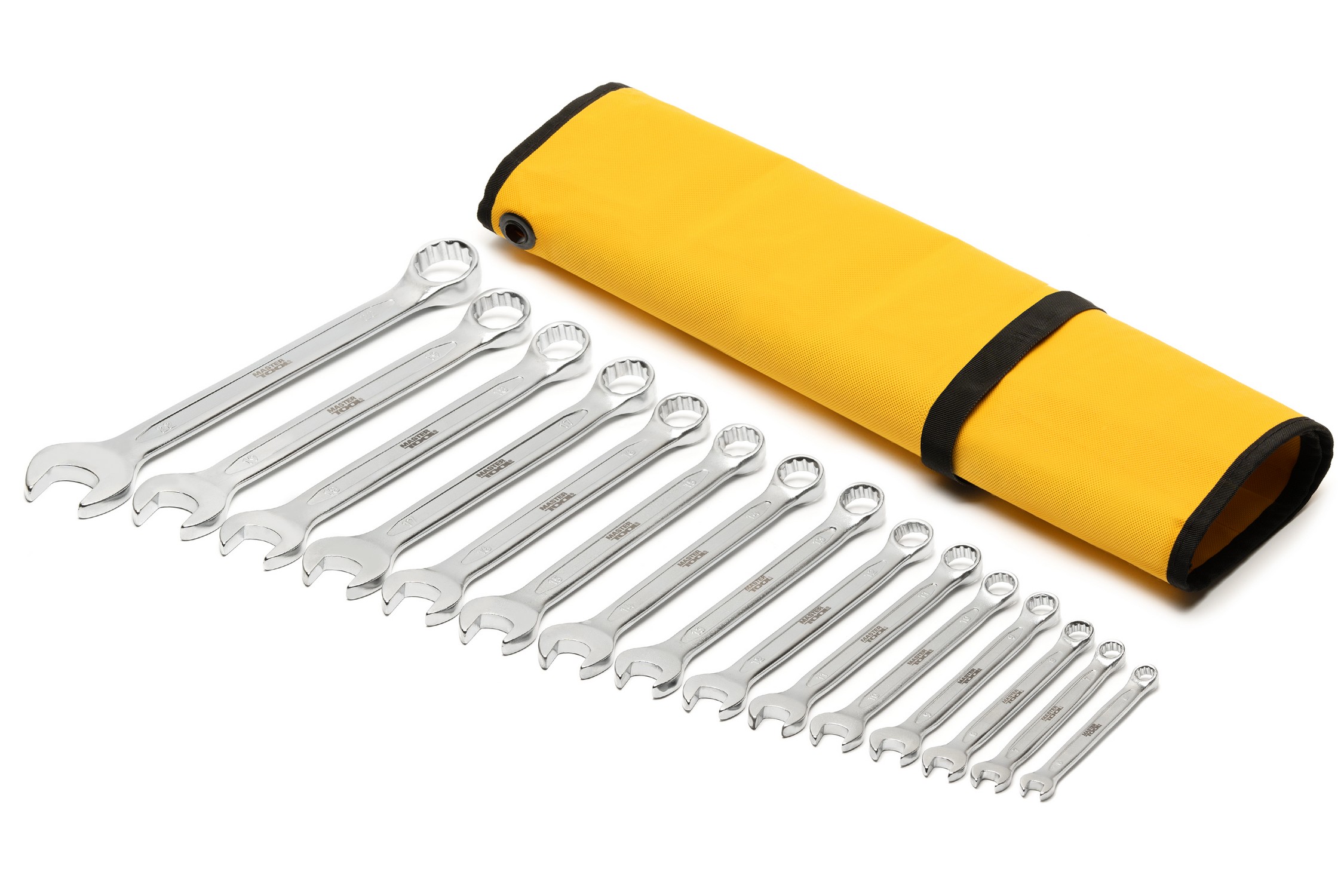 Ключі комбіновані MASTERTOOL COLD FORGED набір 15 шт (6–19/22 мм) 31CrV3 DIN 3113 у чохлі 72-1115 view 2