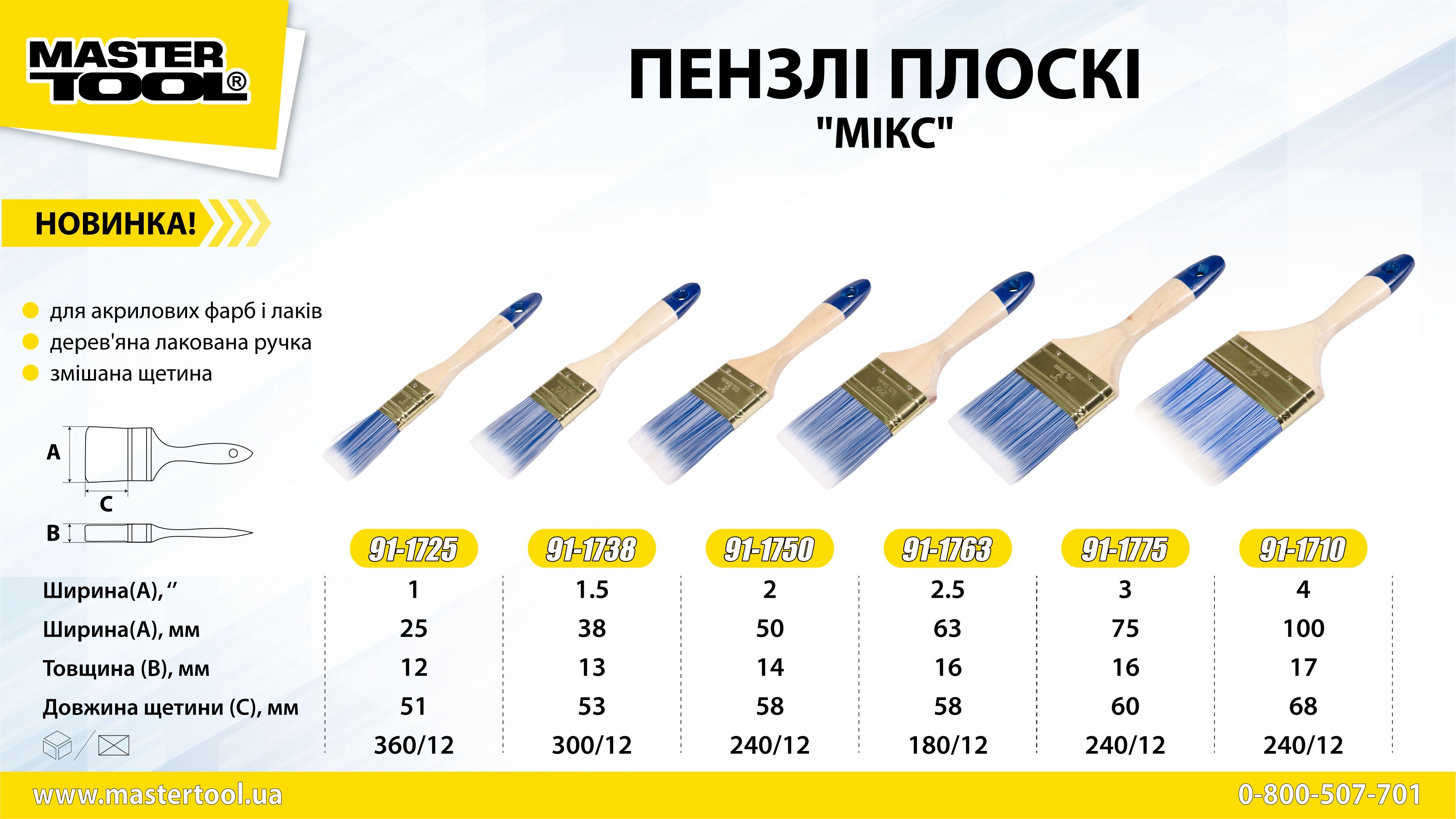 Кисть плоская "Микс"